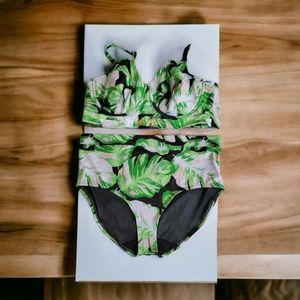 NWOT Cacique Leaf Print Bikini Plus Size 44DD 20